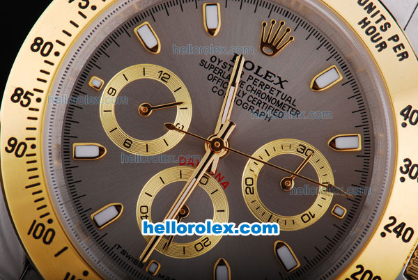 Rolex Daytona Oyster Perpetual Automatic Movement Two Tone with Gold Bezel and Grey Dial - Click Image to Close